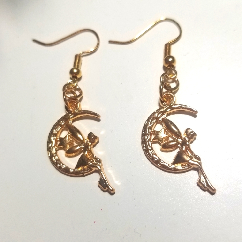 Fairy On Moon Earrings